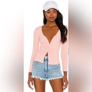 Super down Nina Button Top in Light Pink Size XS